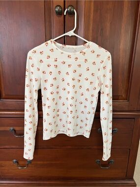 Long Sleeve Olivia Rae Cream Floral Ribbed Top